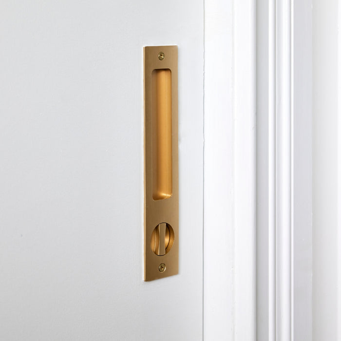 Project Image Iver Rectangular Sliding Door Pull Privacy Kit with Privacy Turn Brushed Gold PVD 17181P - The Blue Space