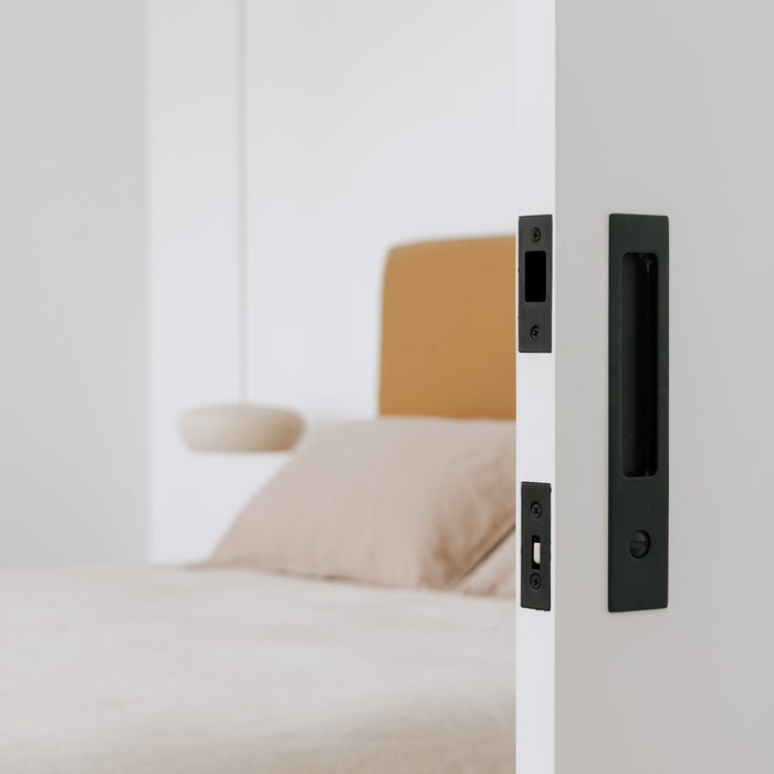 Project Image Iver Rectangular Sliding Door Pull Privacy Kit with Privacy Turn Matte Black 21413P - The Blue Space