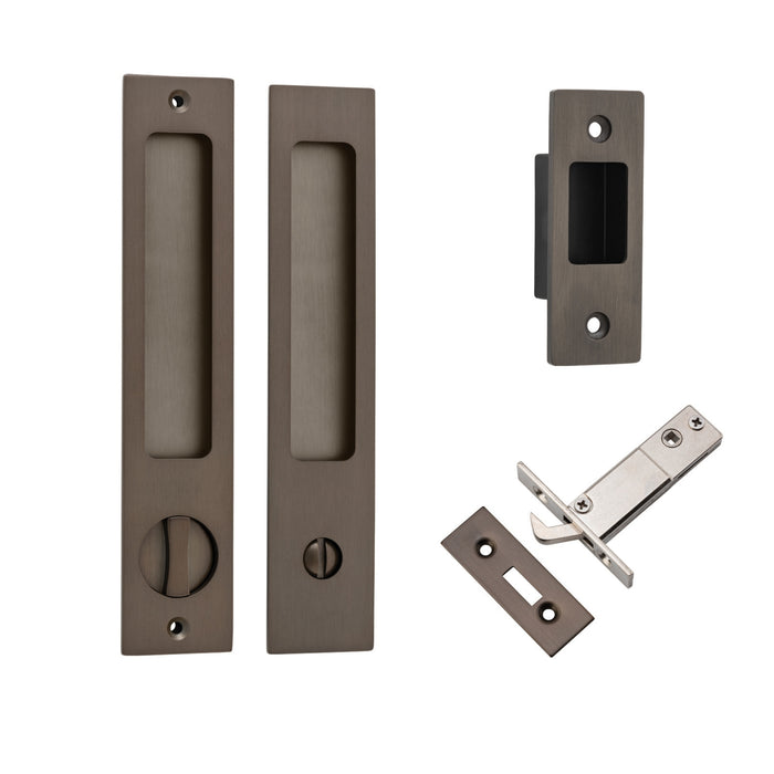 Iver Rectangular Sliding Door Pull Privacy Kit with Privacy Turn Signature Brass 21411P - The Blue Space