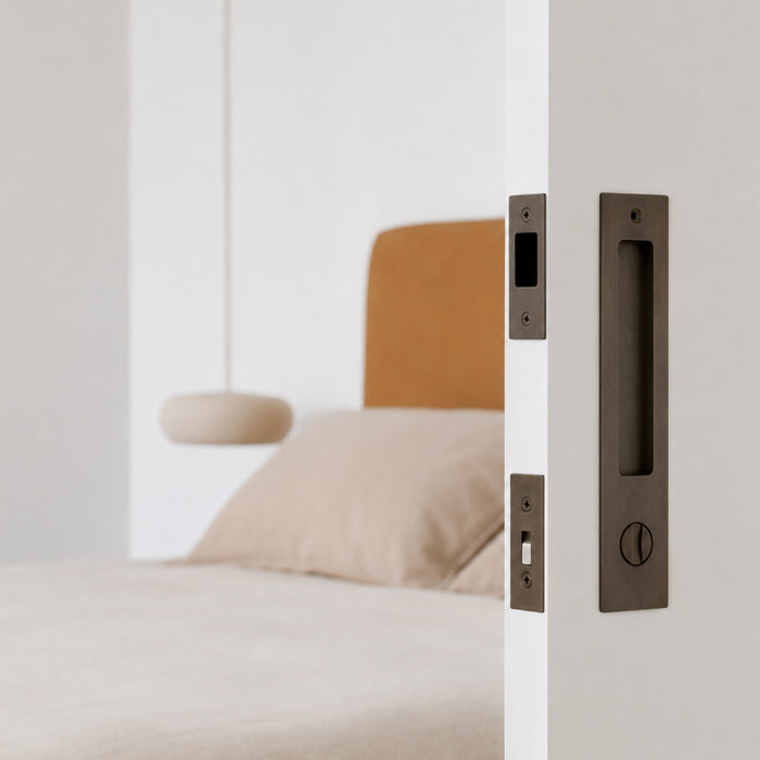 Project Image Iver Rectangular Sliding Door Pull Privacy Kit with Privacy Turn Signature Brass 21411P - The Blue Space