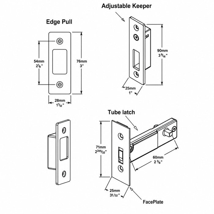 Line Drawing Iver Rectangular Sliding Door Pull Privacy Kit with Privacy Turn Signature Brass 21411P - The Blue Space