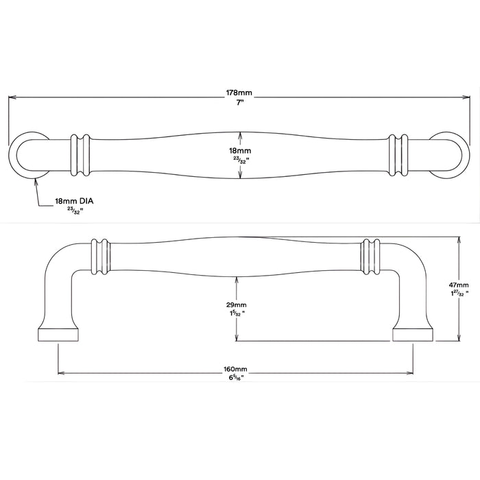 Line Drawing Iver Sarlat 160mm Cabinet Pull Handle Polished Chrome 21074 - The Blue Space