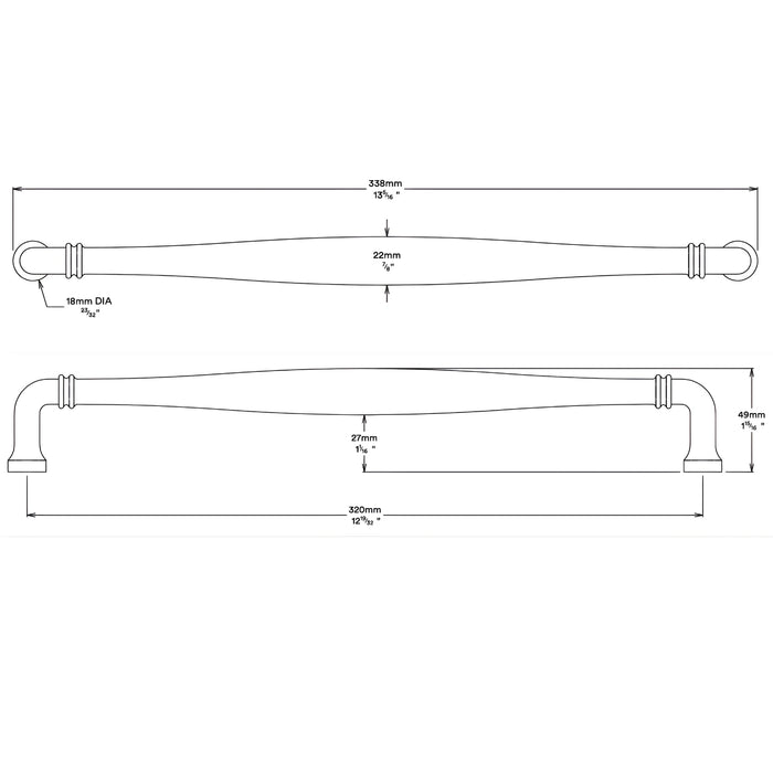 Line Drawing Iver Sarlat 320mm Cabinet Pull Handle Satin Nickel 21099 - The Blue Space