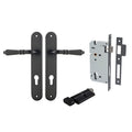 Iver Sarlat Lever Oval Backplate Entrance Kit with High Security Lock Matte Black 12724KENTR60KT - The Blue Space
