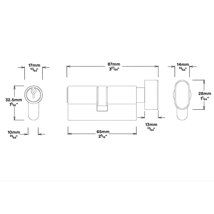Key Thumb Iver Sarlat Lever Oval Backplate Entrance Kit with High Security Lock Matte Black 12724KENTR60KT - The Blue Space