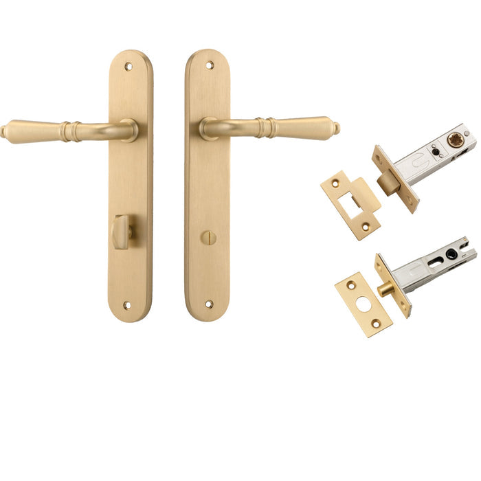 Iver Sarlat Lever Oval Backplate Privacy Kit with Privacy Turn Brushed Brass 15224KPRIV60 - The Blue Space