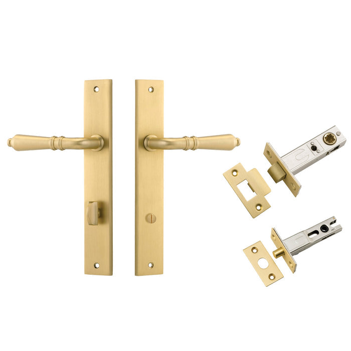 Iver Sarlat Lever Rectangular Backplate Privacy Kit with Privacy Turn Brushed Gold  16200KPRIV60 - The Blue Space