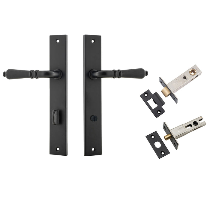 Iver Sarlat Lever Rectangular Backplate Privacy Kit with Privacy Turn Matte Black 12700KPRIV60 - The Blue Space