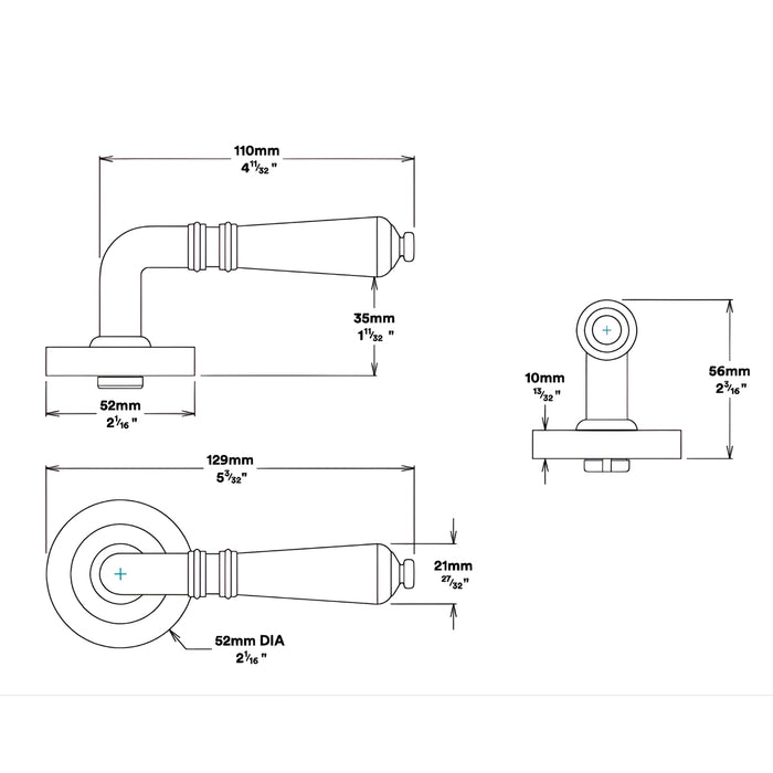 Line Drawing Iver Sarlat Lever Round Rose Entrance Kit with Separate High Security Lock Brushed Gold  16260KENTR60KT - The Blue Space
