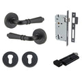 Iver Sarlat Lever Round Rose Entrance Kit with Separate High Security Lock Matte Black 9203KENTR60KT - The Blue Space