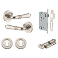 Iver Sarlat Lever Round Rose Entrance Kit with Separate High Security Lock Satin Nickel 9209KENTR60KT - The Blue Space