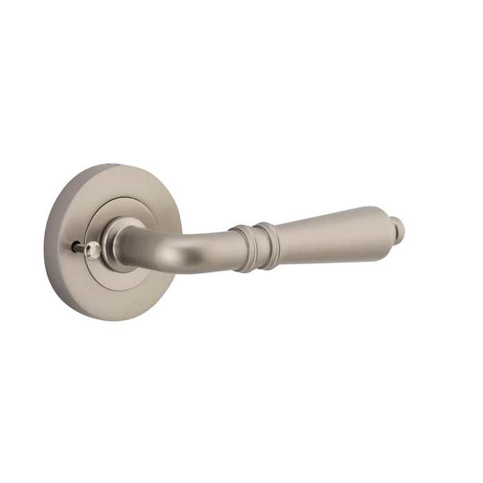 Single Iver Sarlat Lever Round Rose (Inbuilt Privacy) Satin Nickel 9209KIBPRIV60 - The Blue Space