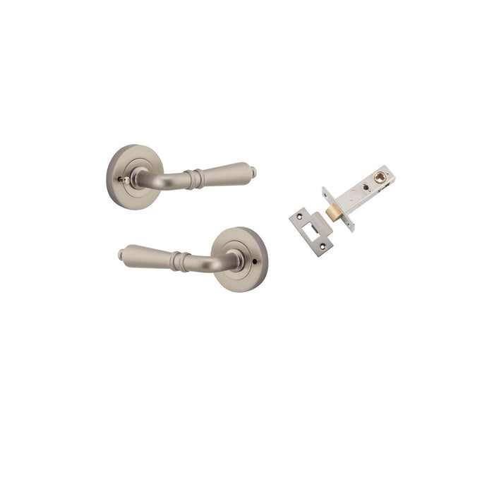 Iver Sarlat Lever Round Rose (Inbuilt Privacy) Satin Nickel 9209KIBPRIV60 - The Blue Space
