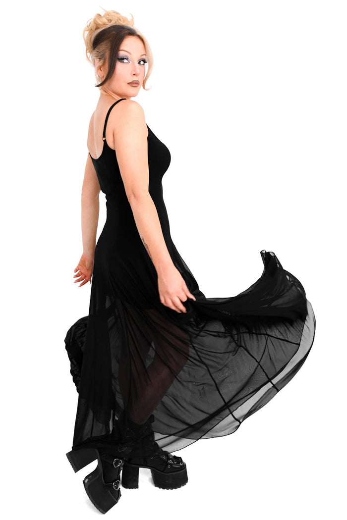 dark romantic long sheer and flowy dress by foxblood