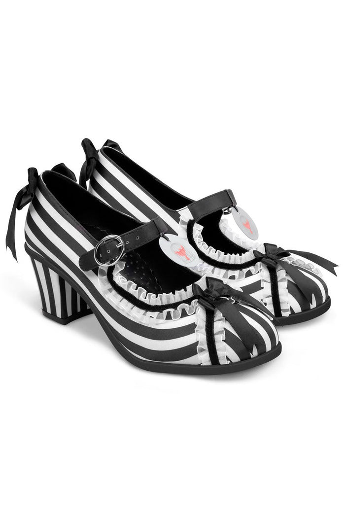 black and white striped heels by hot chocolate designs