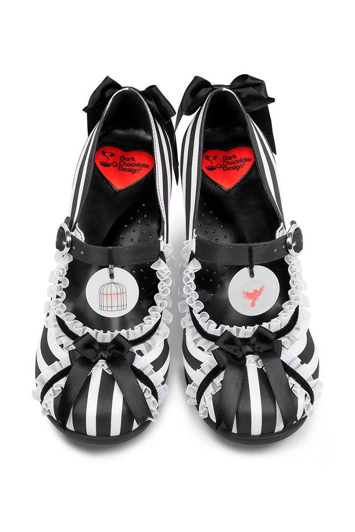 black and white striped heels