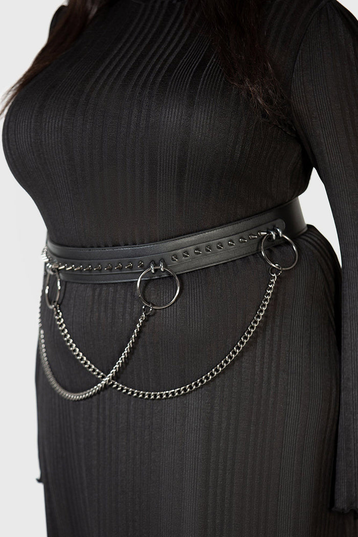 high-waisted punk rock belt made of vegan leather