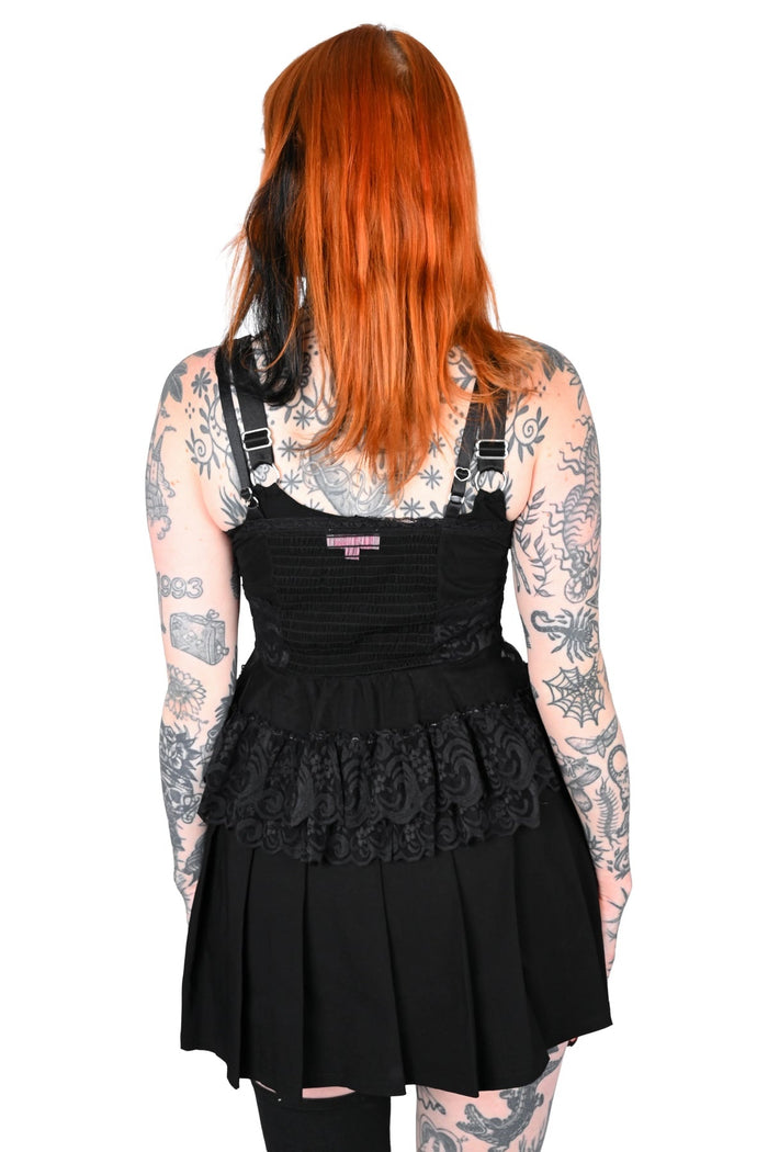 lace black tank top with peplum hem
