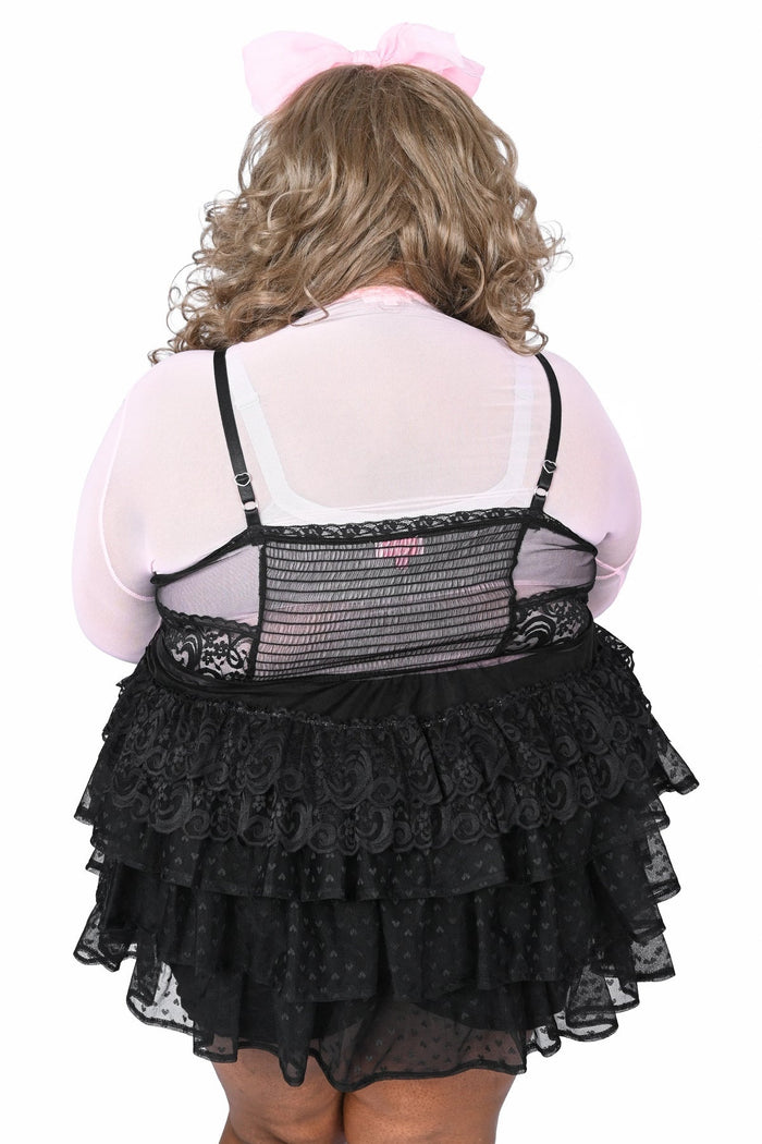 sheer mesh lace black tank top with peplum hem by foxblood
