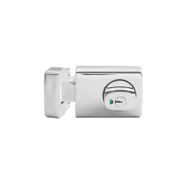 Exterior Lockwood 001 Double Cylinder Deadlatch Knob with Open In Strike Chrome Plate 001-1K1CPDP - The Blue Space