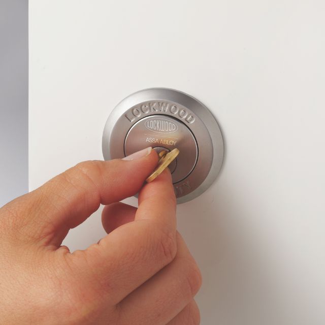 With Hand Lockwood 001 Double Cylinder Deadlatch Lever with Open In Strike Chrome Plate 001-1L1CPDP - The Blue Space