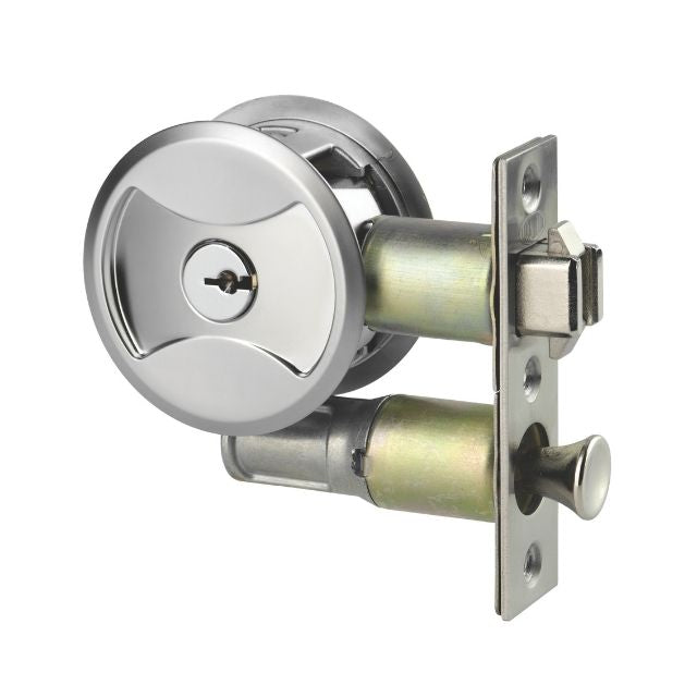 Lockwood Symmetry Round Cavity Sliding Door Entrance Set Satin Pearl Dp 7444SPDP - The Blue Space