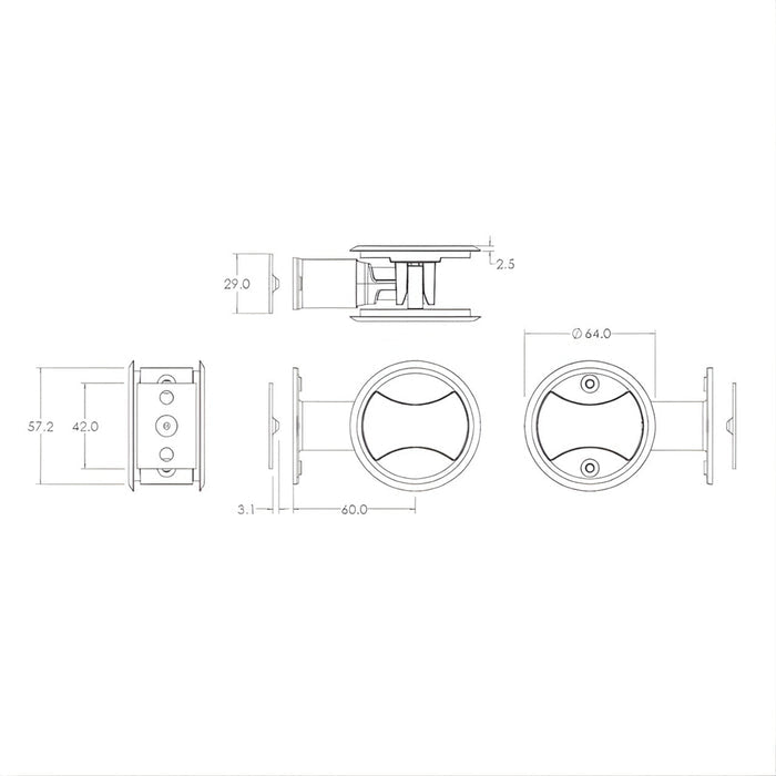 Line Drawing Lockwood Symmetry Round Cavity Sliding Door Passage Set Satin Pearl Dp 7450SPDP - The Blue Space