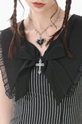 spiked black heart punk necklace