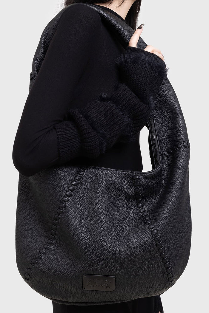 witchy black slouchy hobo unstructured shoulder bag by killstar