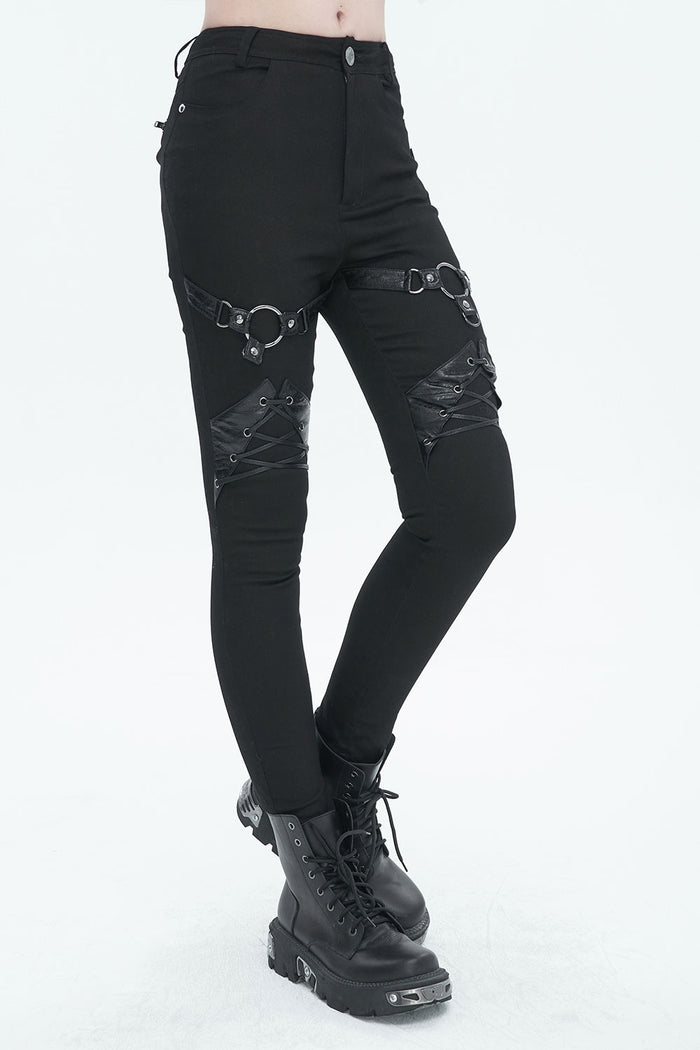 Devil Fashion womens black punk pants