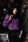 purple satin button down top