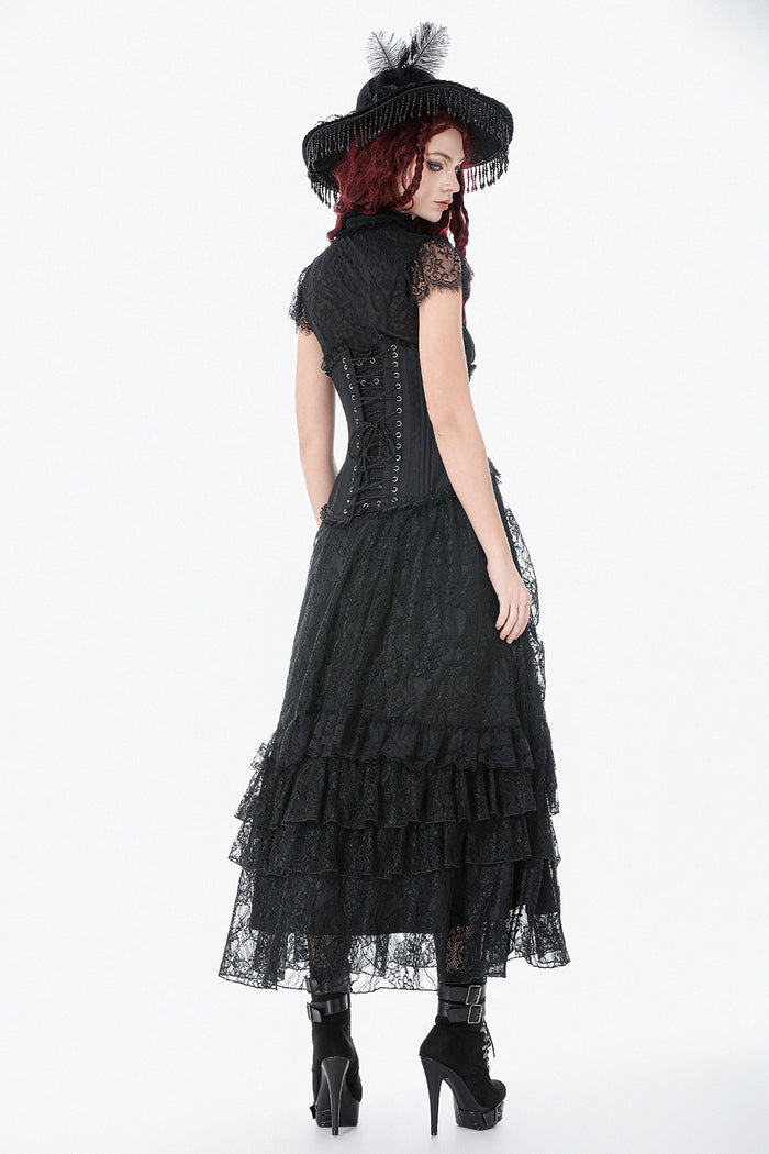high waisted long maxi black lace gothic skirt
