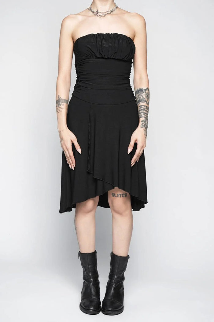 black strapless gothic dress