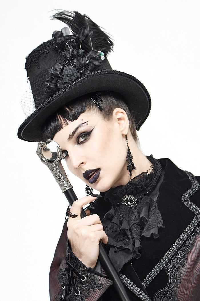 vampire goth feathered top hat