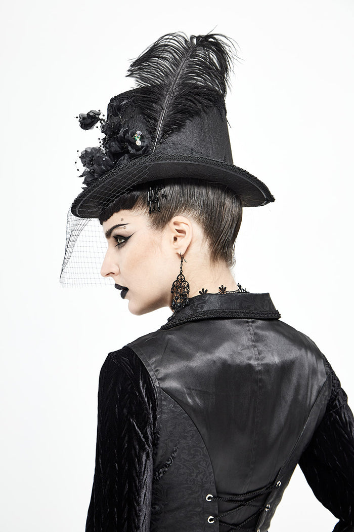 womens steampunk feathered top hat