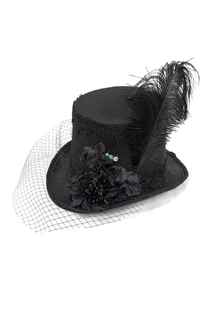 feathered top hat by devil fashion