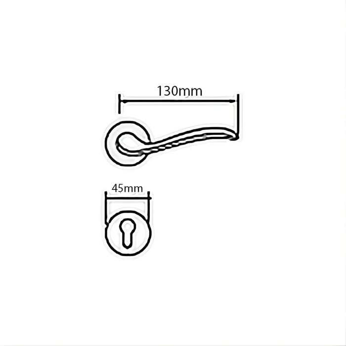 Technical Drawing Manital Tosca Privacy Door Handle Set Polished Brass MAN-TSPF-OTL-PB - The Blue Space