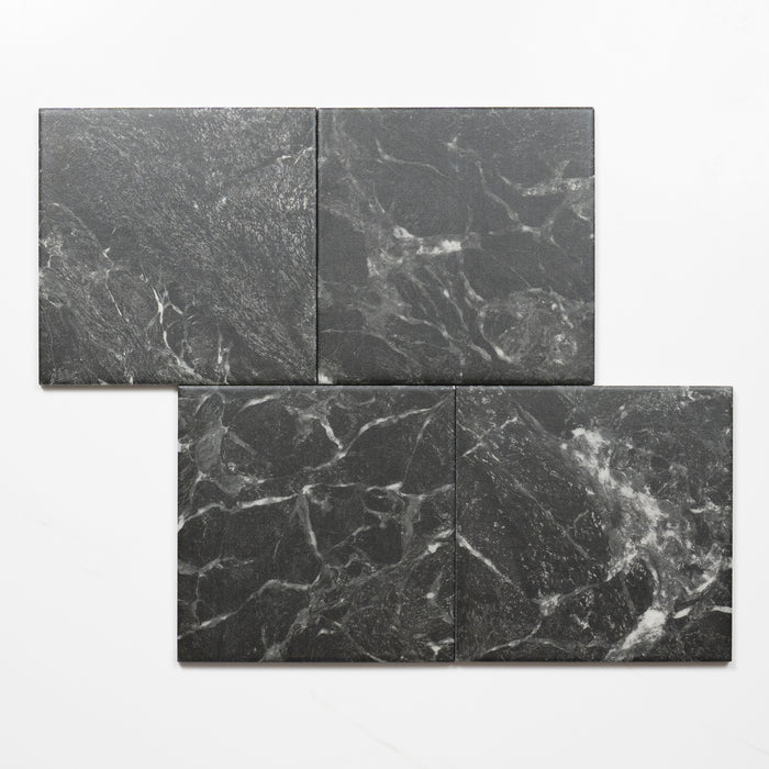 Alternative Pattern Matrix Black Marble Look Matte Porcelain Tile P3 200mm x 200mm 2AMIBKM - The Blue Space