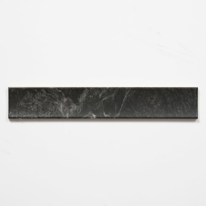 Single no Hand Matrix Black Marble Look Satin Porcelain Concave Subway Tile 50mm x 300mm AMIBKS13 - The Blue Space