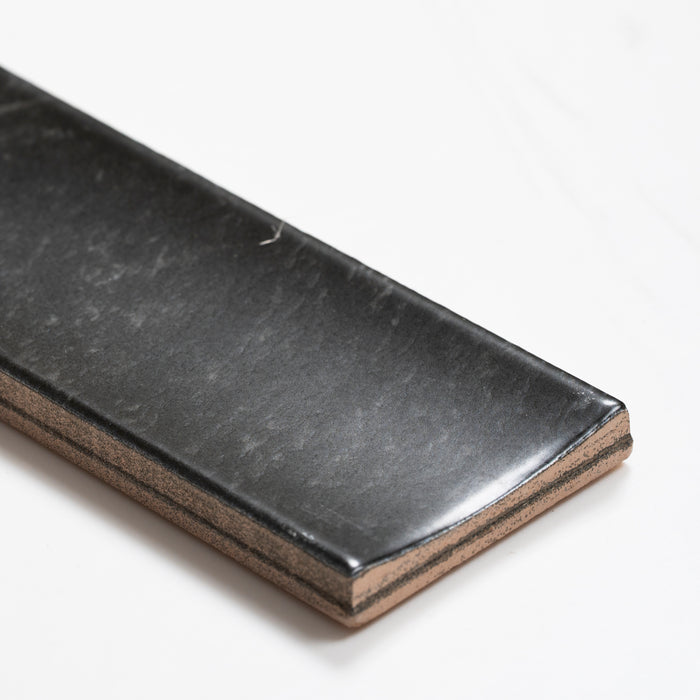 Oblique Matrix Black Marble Look Satin Porcelain Concave Subway Tile 50mm x 300mm AMIBKS13 - The Blue Space