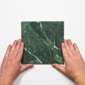 Single with Hand Matrix Green Marble Look Matte Porcelain Tile P3 200mm x 200mm 2AMIGNM - The Blue Space