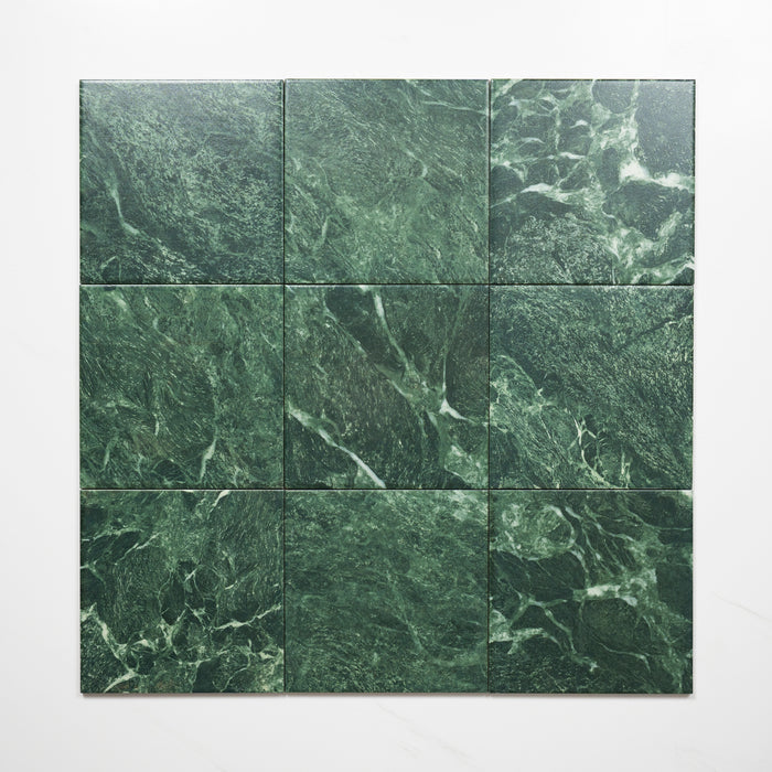 Faces Matrix Green Marble Look Matte Porcelain Tile P3 200mm x 200mm 2AMIGNM - The Blue Space