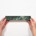 Single with Hand Matrix Green Marble Look Satin Porcelain Concave Subway Tile 50mm x 300mm AMIGNS13 - The Blue Space