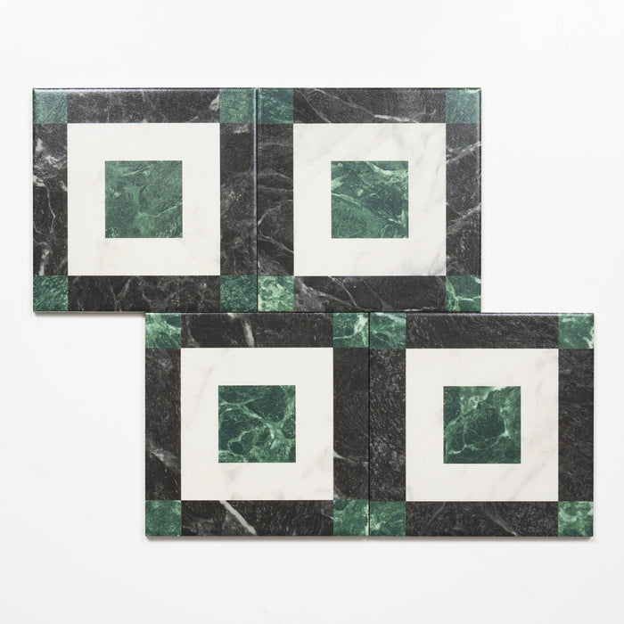 Alternative Pattern Matrix Tessellated Marble Look Matte Porcelain Tile P3 200mm x 200mm 2AMIDEC - The Blue Space