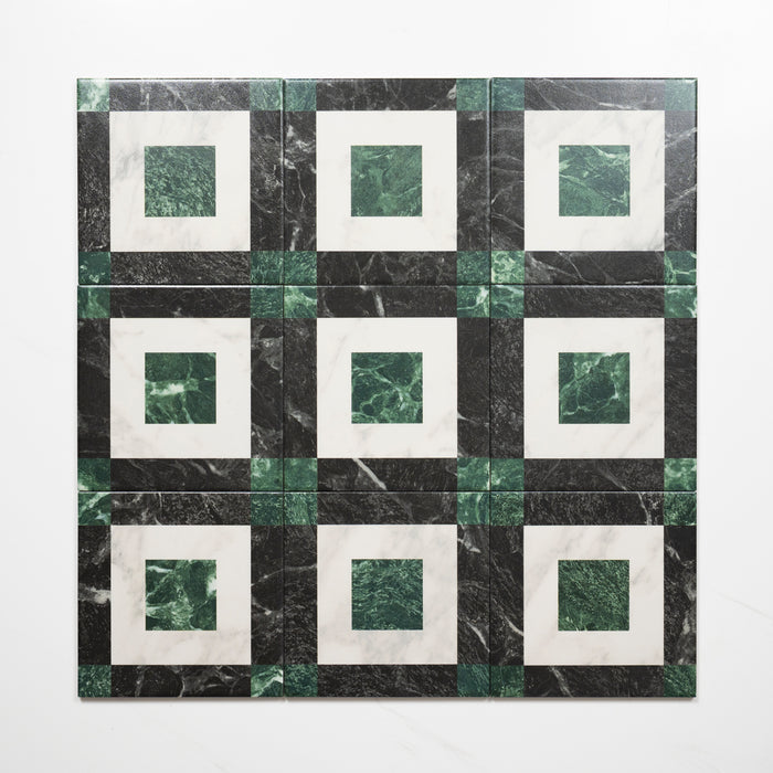 Faces Matrix Tessellated Marble Look Matte Porcelain Tile P3 200mm x 200mm 2AMIDEC - The Blue Space