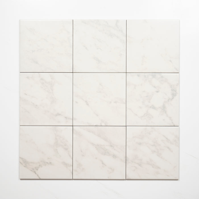 Faces Matrix White Marble Look Matte Porcelain Tile P3 200mm x 200mm 2AMIWHM - The Blue Space