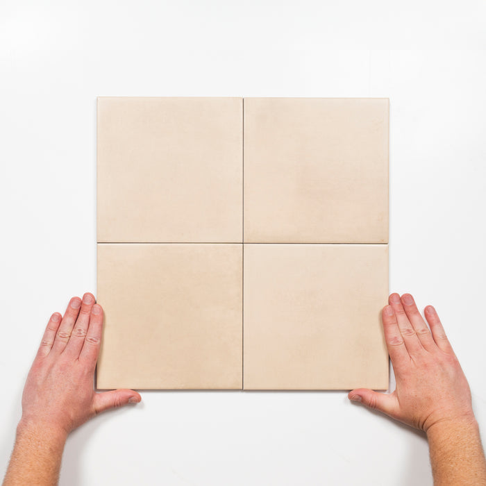 Pattern with Hand Meander Beige Porcelain Tile P3 200 x 200mm 2TIFBUM - The Blue Space
