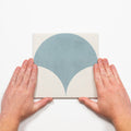 Single with Hand Meander Blue Fish Scale Porcelain Tile P3 200 x 200mm 2TIFBLD - The Blue Space