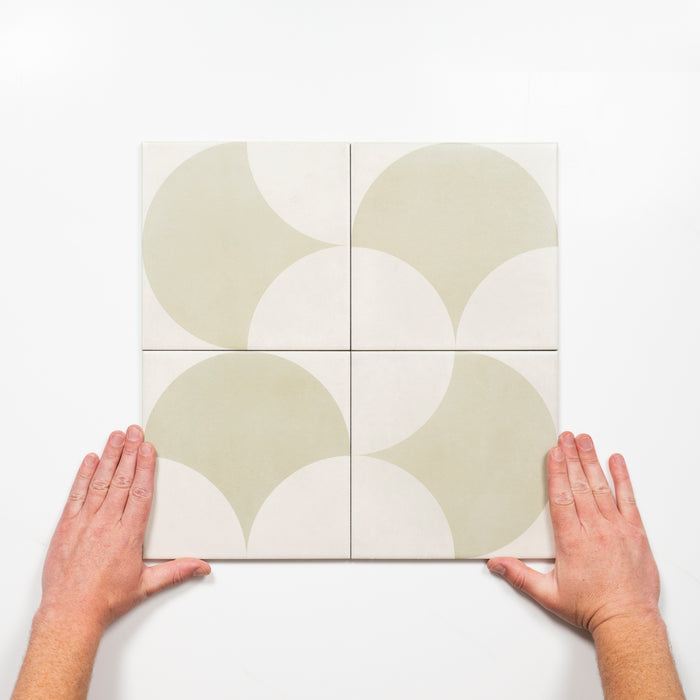 Pattern with Hand Meander Green Fish Scale Porcelain Tile P3 200 x 200mm 2TIFSAD - The Blue Space