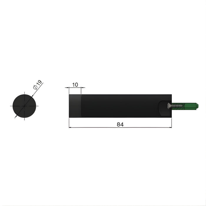 Technical Drawing Meir Round Door Stop Shadow MDS02-PVDGM - The Blue Space